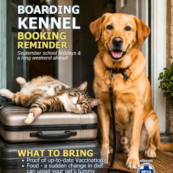 Booking is essential for uMngeni SPCA Kennel Boarding
