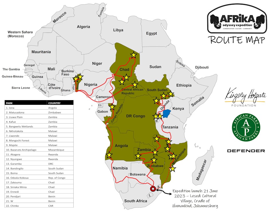 Afrika Odyssey Route Map June 2024 BW final
