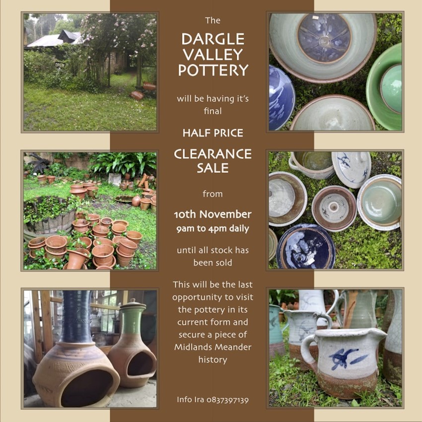 dargle valley pottery clearance