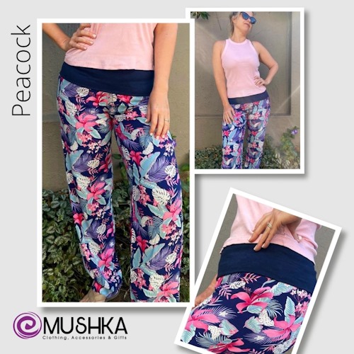 mushka peacock fold over band pants