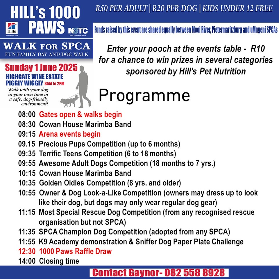 1000 paws schedule 2025
