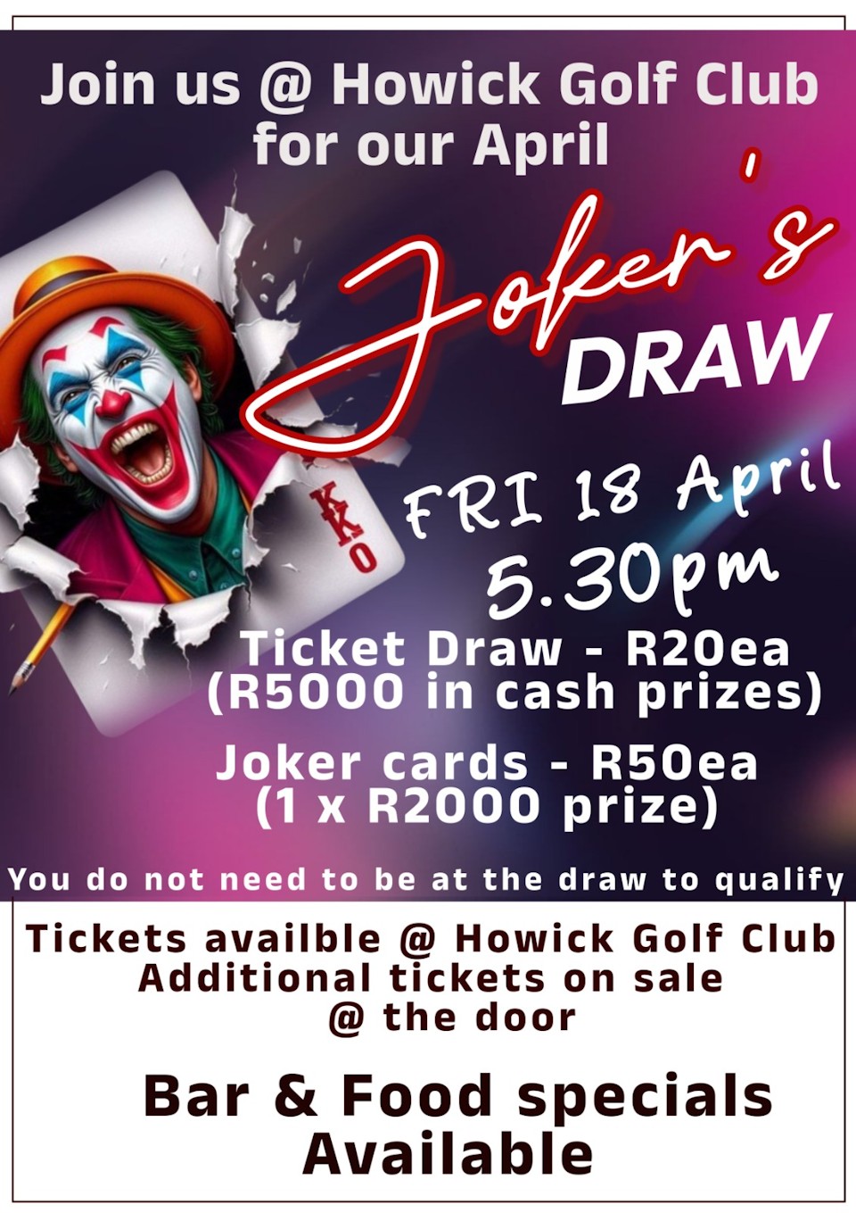 18 april golf draw