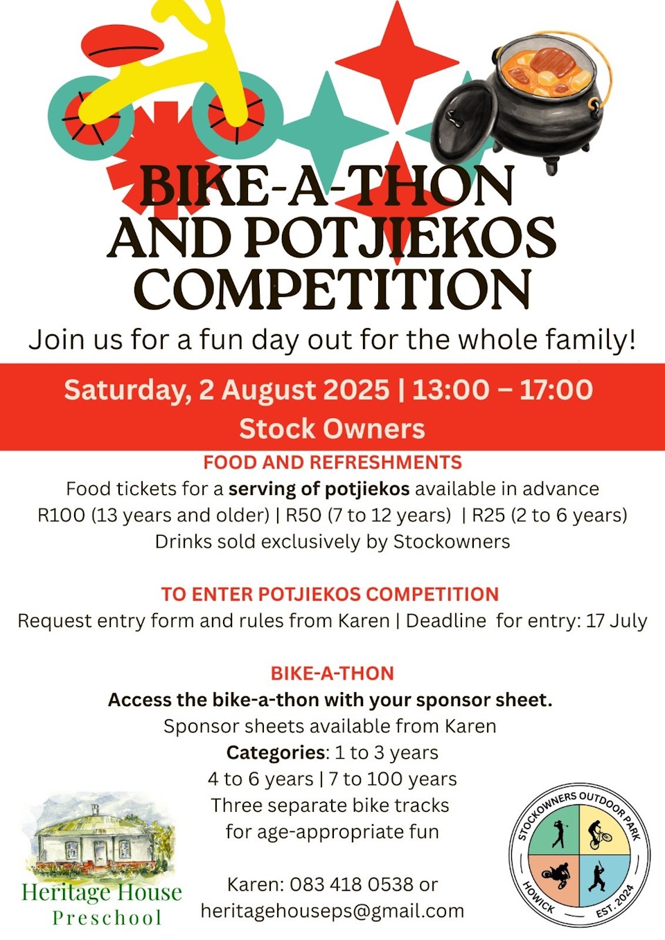 Heritage house preschool Bikeathon advert