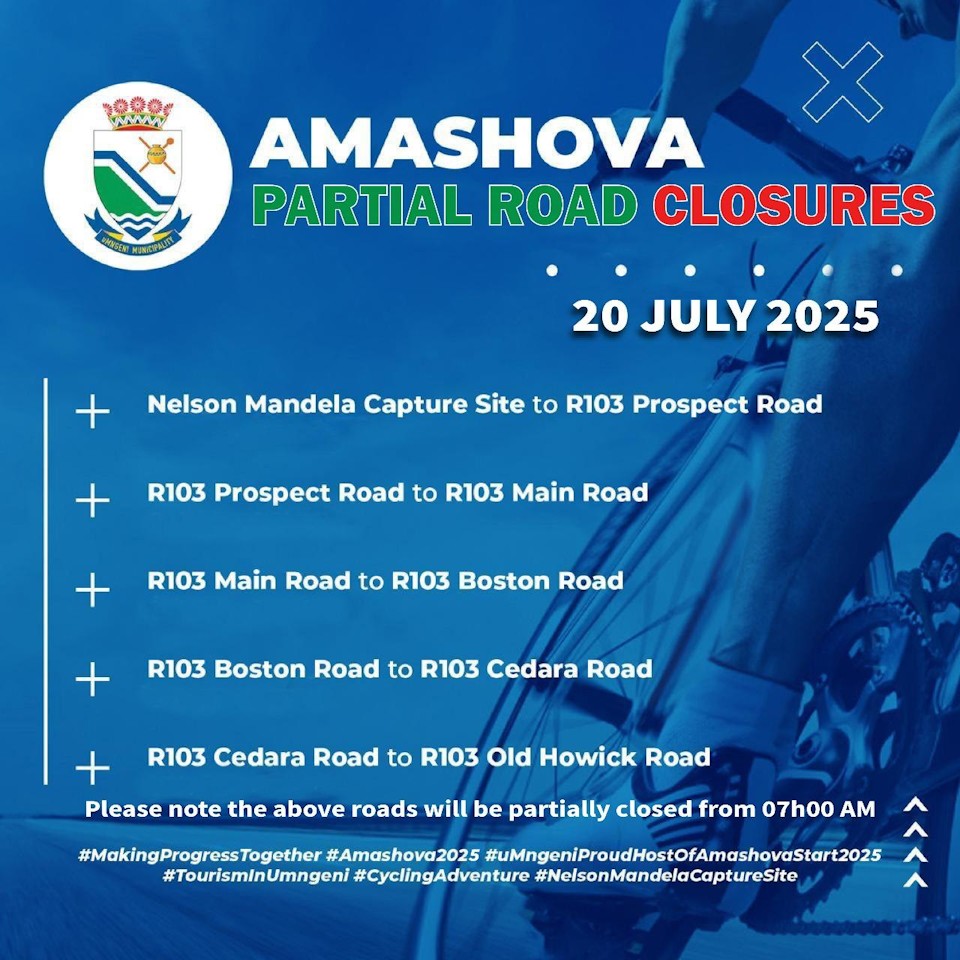amashova road closures 20 july 