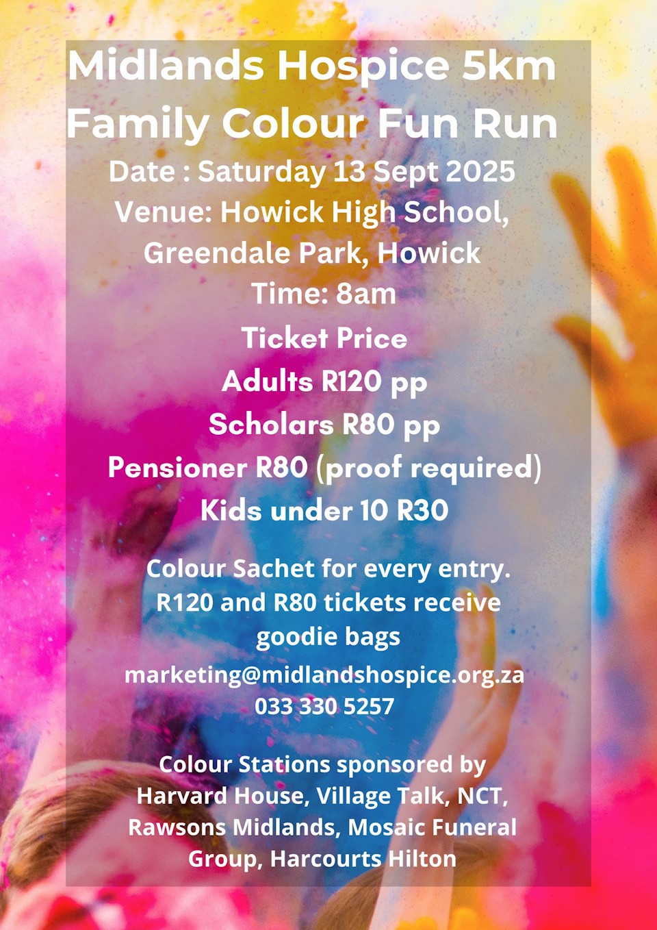 midlands hospice colour run 13 sept 2025
