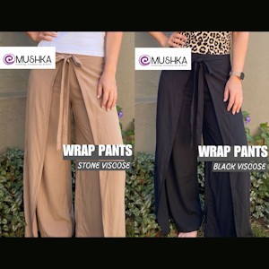 mushka wrap pants blcak stone