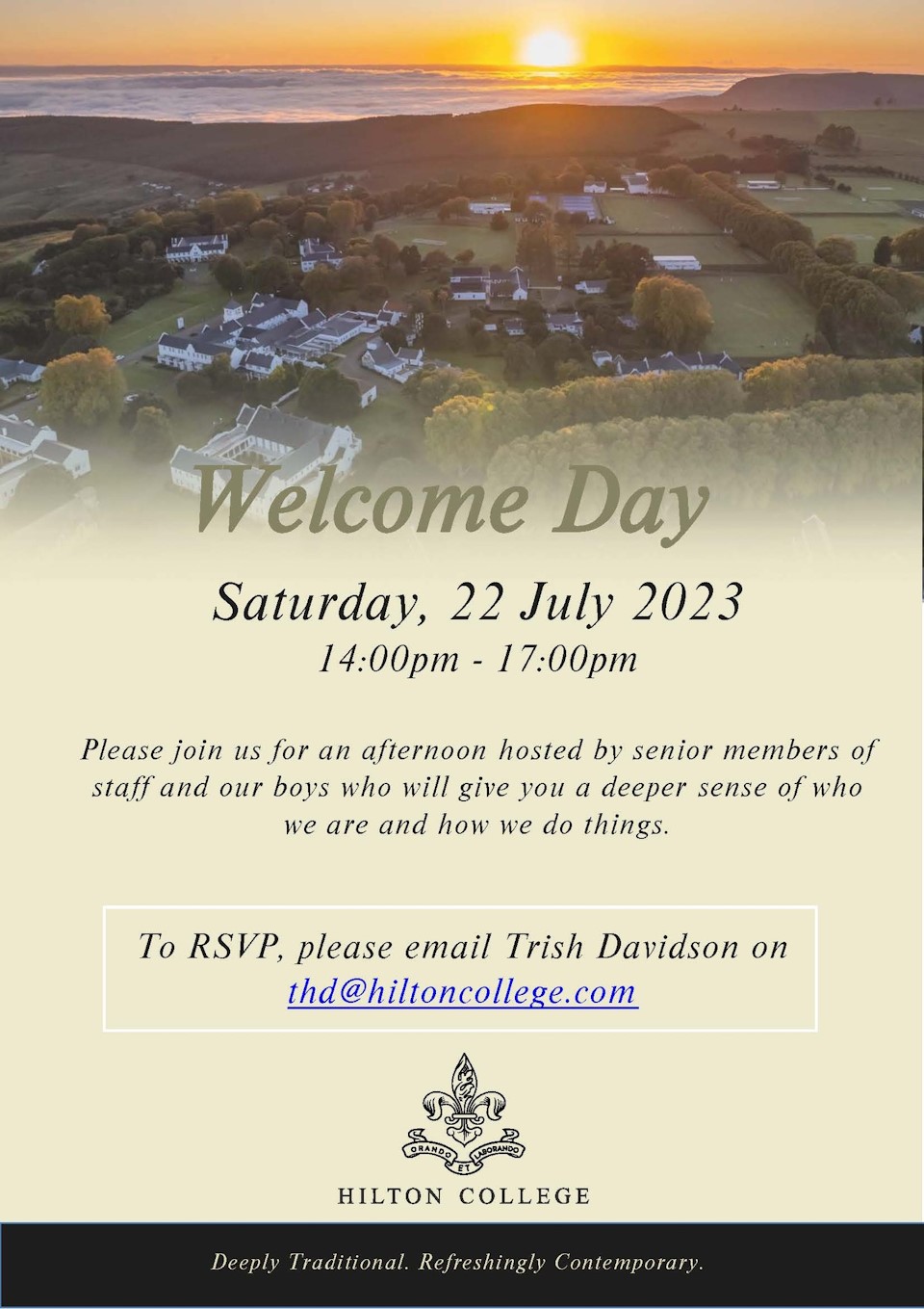 22 july hilton college welcome day