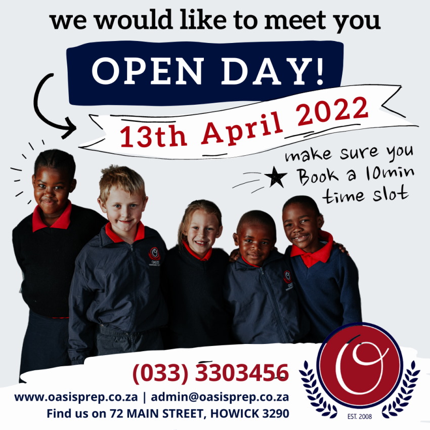 oasis OPEN DAY 13 April event
